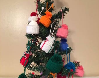 Tacky Christmas, Tree Ornaments, Pom Pom Ornament Hats, Christmas Ornaments, Christmas Tree Decor, Miniature Hats