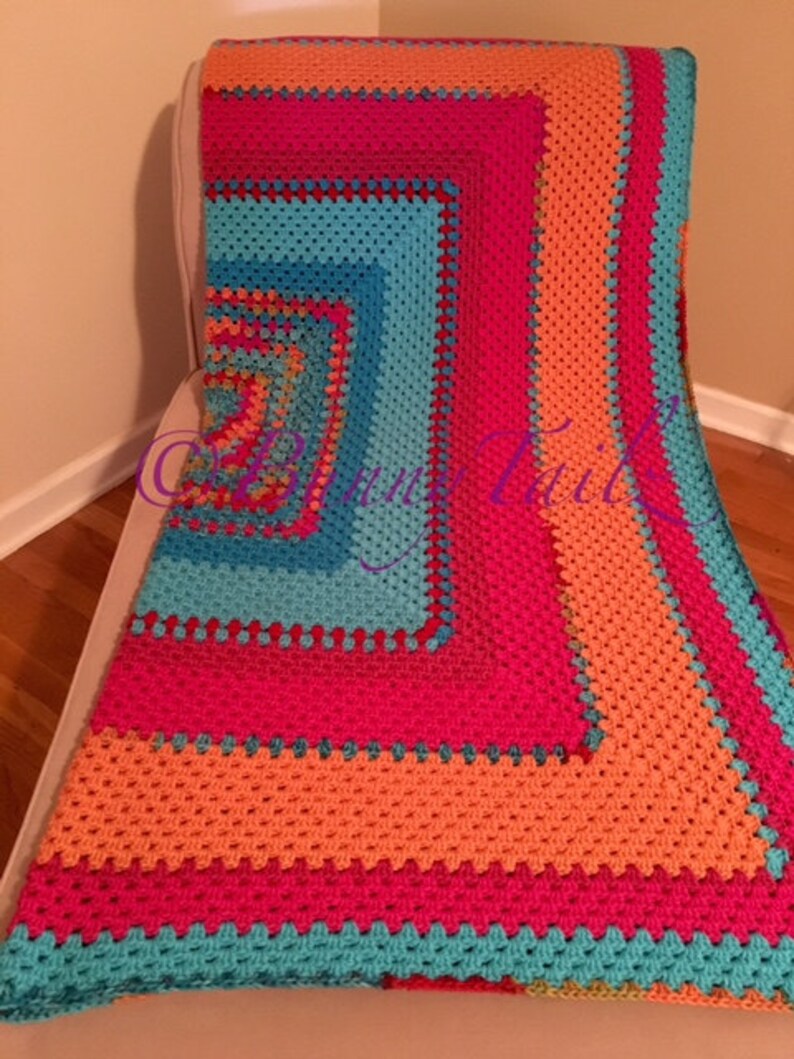 Crochet Afghangranny Square Afghanblanketmulticolor Etsy