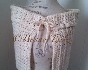 Beige Crochet Cover Up Wedding Shawl Ivory Lace Shrug Handmade Poncho