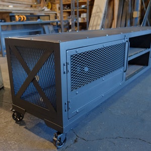 Modern Industrial Media Cabinet/Console Cart