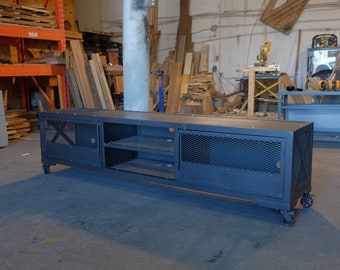 Modern Industrial Media Cabinet/Console Cart