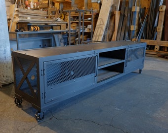 Modern Industrial Media Cabinet/Console Cart