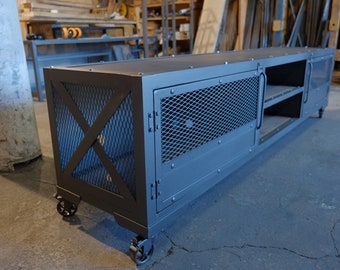 Modern Industrial Media Cabinet/Console Cart
