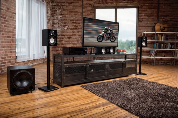 Modern Steel and Wood Industrial Media Console Cabinet Etsy