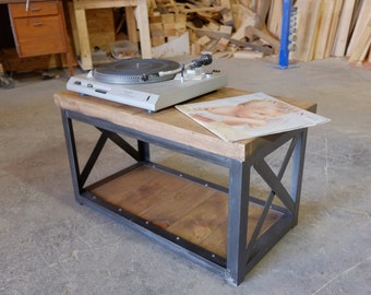 Vinyl Record Player Stand Chaise End Table