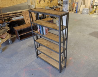 Industrial Wood and Steel Bookcase/ Bookshelf Book Display