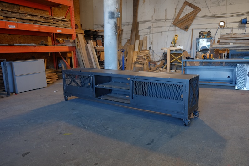 Modern Industrial Media Cart Etsy
