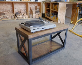 Vinyl Record Player Stand Chaise End Table