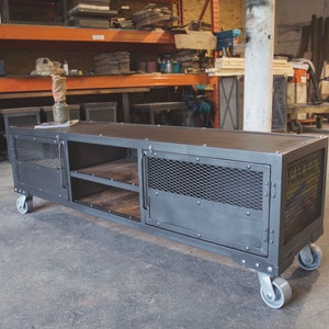Modern Industrial Media Cabinet/Console Cart