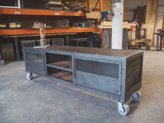 Modern Industrial Media Cabinet/Console Cart