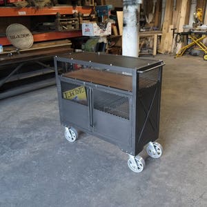 Modern Industrial Steel Bar Cart/ Trolley