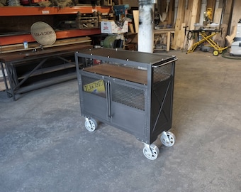 Modern Industrial Steel Bar Cart/ Trolley