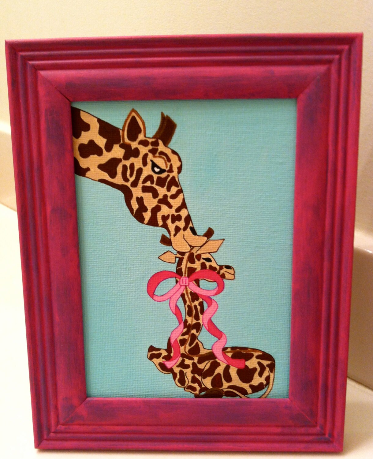 Mommy Giraffe Kissing Baby Girl | Etsy
