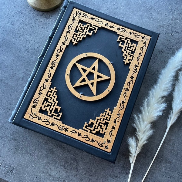 Leather Grimoire Journal Leather Spellbook Book of Shadows Journal Large Grimoire Blank Grimoire Gift for Her Large Leather Gothic Journal