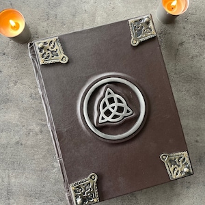 Leather Spellbook Blank Leather Grimoire Journal Charmed Book of Shadows Journal Large Leather Journal Tome Blank Grimoire Gothic Journal