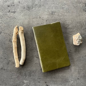 Green Journal Thin Pocket Notebook Handmade Green Notebook Small Leather Journal Earthtone journal Sage Green Journal Green Pocket Journal