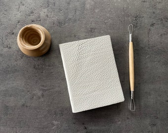 White Leather Journal White Journal Ivory Journal Soft Journal Handmade Leather Book Ivory Leather Journal 4x6 Therapy Journal Reflection