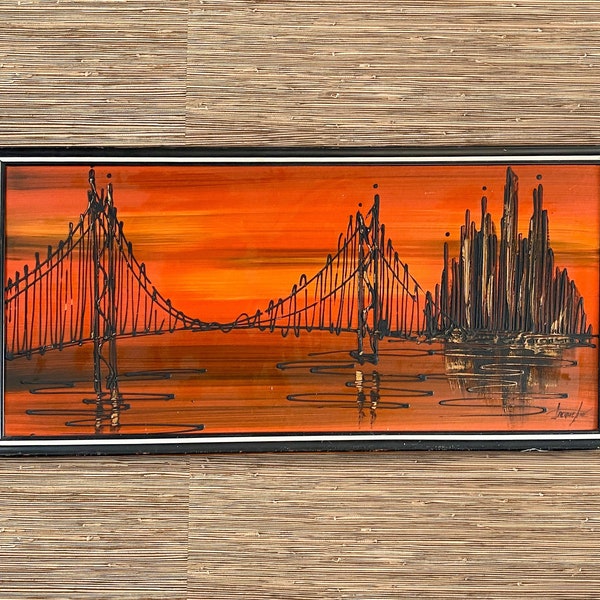 1960's Van Gaard-style San Francisco Bay Bridge Drip Painting