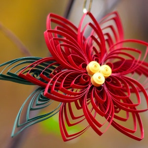 Handmade Poinsettia Flower Quilled Christmas Ornament or Decoration