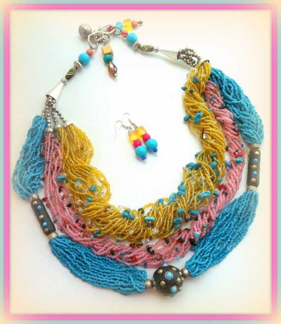 Items similar to African Necklace, African Jewelry, Statement Necklace ...