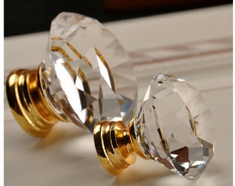 Antique Brass Crystal Knobs Glass Dresser Knob Drawer Knobs Etsy