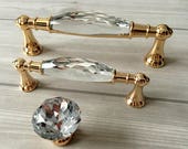 3.75 quot 5 quot Gold Crystal Handle Pull Knobs Rhinestone Glass Dresser Drawer Pulls Handles Kitchen Cabinet Door Handle Lynns Hardware 96 128 mm