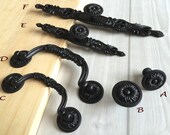 Shabby Chic Dresser Knob Pull Drawer Knobs Pulls Handles Black Rustic French Country Kitchen Cabinet Handle Pull Ornate Decorative Hardware