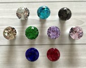 Glass Knobs Crystal Knob Dresser Knobs Blue Purple Pink Brown Green Gray Grey Red Clear Drawer Knob Handle Diamond Cabinet Door Rhinestone