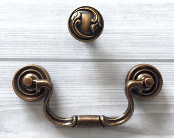 Vintage ‘50’s Cast Brass Drop//Bail Drawer Pull Handle