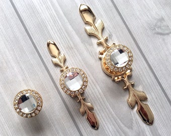 Crystal Drawer Knobs Pulls Rhinestone Glass Knobs Dresser Knob Etsy