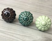 Pumpkin Knob Drawer Knobs Dresser Knob Kitchen Cabinet Door Pull Ceramic Brown Green Unique Decorative Rustic French Country Hardware