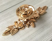 Shabby Chic Dresser Drawer Knobs Pulls Handles Gold Rose Flower Kitchen Cabinet Knobs Handles Pull Ornate Decorative Knob Lynns Hardware