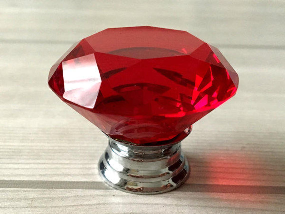 Red Glass Knobs Dresser Knob Pull Crystal Drawer Knobs Pulls Etsy