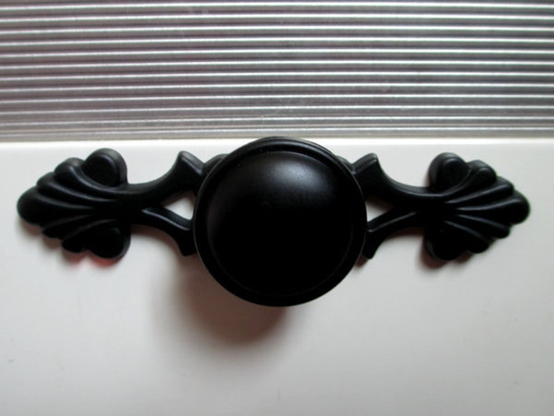 Black Dresser Knobs / Drawer Knob Pulls Handles Backplate Etsy