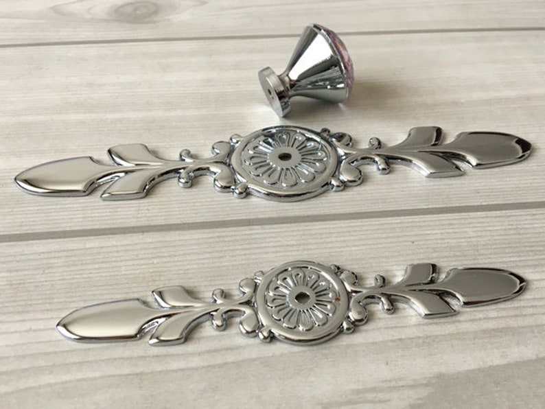 Pink Glass Dresser Knob Pull Crystal Drawer Knobs Pulls Handle