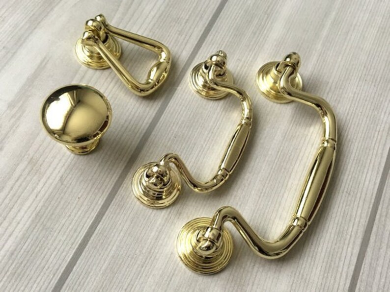 2.5 3.75 Gold Drawer Pulls Drop Bail Drawer Pull Handles Knob Dresser Pulls Ring Cabinet Knobs Door Handle Lynns Hardware 2 12 64 96 mm