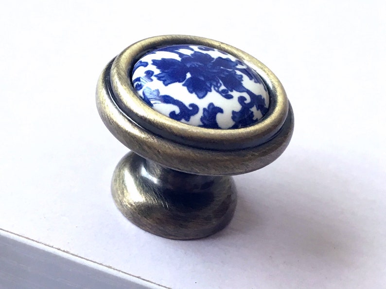 3.75 5 Blue White Knobs Dresser Knob Drawer Pulls Etsy