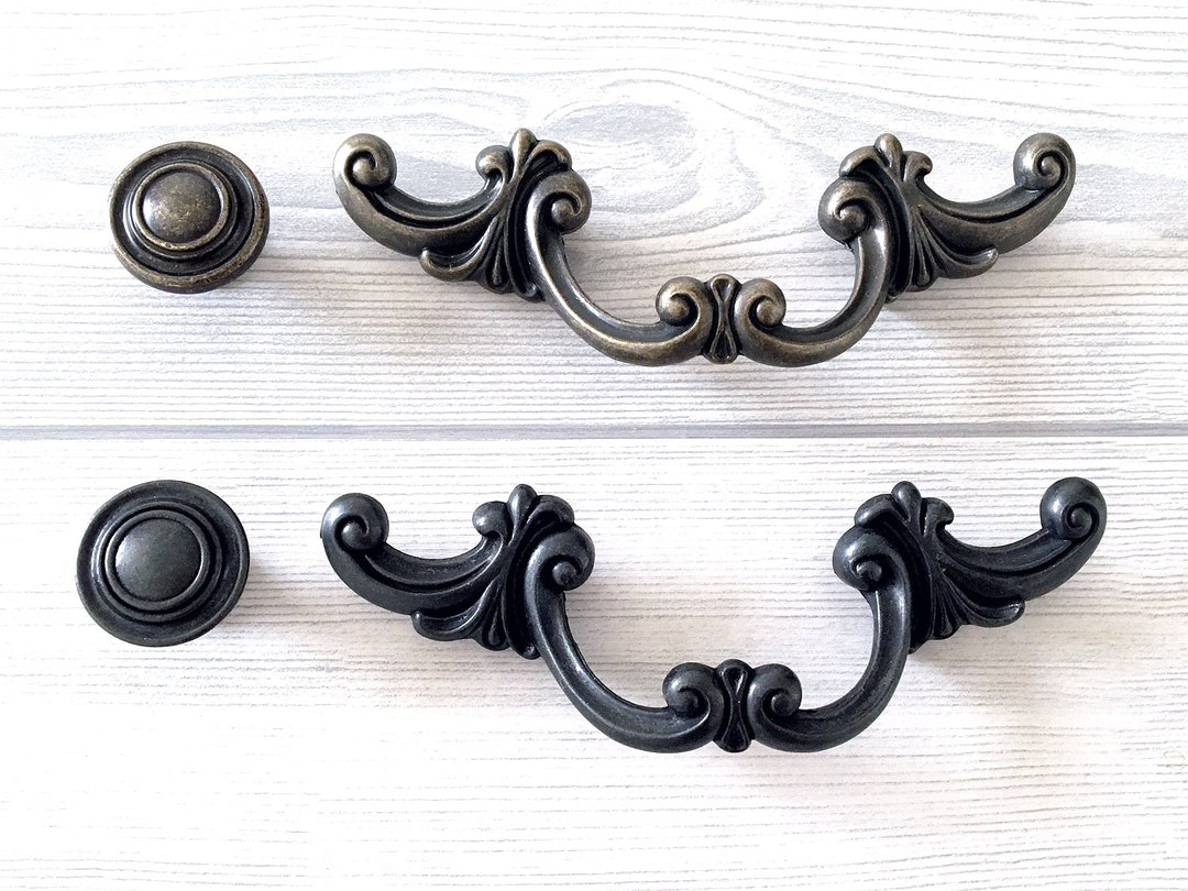 3 1/2 Vintage Style Drawer Pull Handle Knob Antique Bronze Black