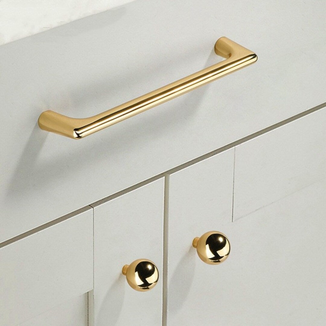 Gold Cabinet Handle Pull Knob MCM Vanity Pulls Dresser Handles Drawer ...