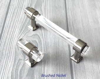 Hole to Hole Distance 3.8 inch Geesatis 4 pcs Acrylic Drawer Pull Handle Clear Handle Modern Style Cabinet Dresser Furniture Decorative Handles Pulls Accessories with Mounting Screws