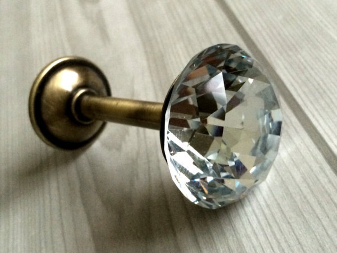 Rhinestone Glass Wall Hooks Decorative Hooks Clear Crystal Etsy