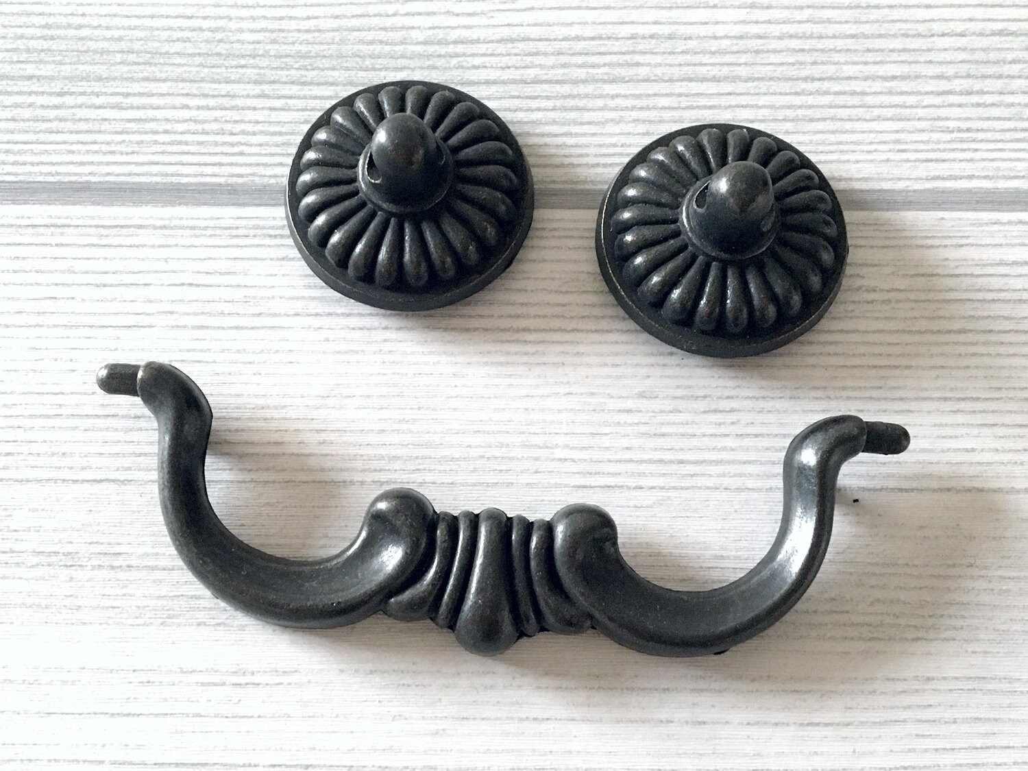 3.75 CC Antique Black Drop Bail Drawer Pulls Handles Etsy