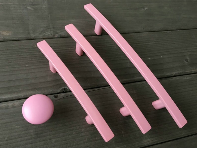 3 3.75 5 Pink Knob Drawer Pulls Cup Bin Pull Kitchen Cabinet Door Handle Dresser Pull Handles Kids Knobs Lynns Hardware 76 96 128 mm image 6