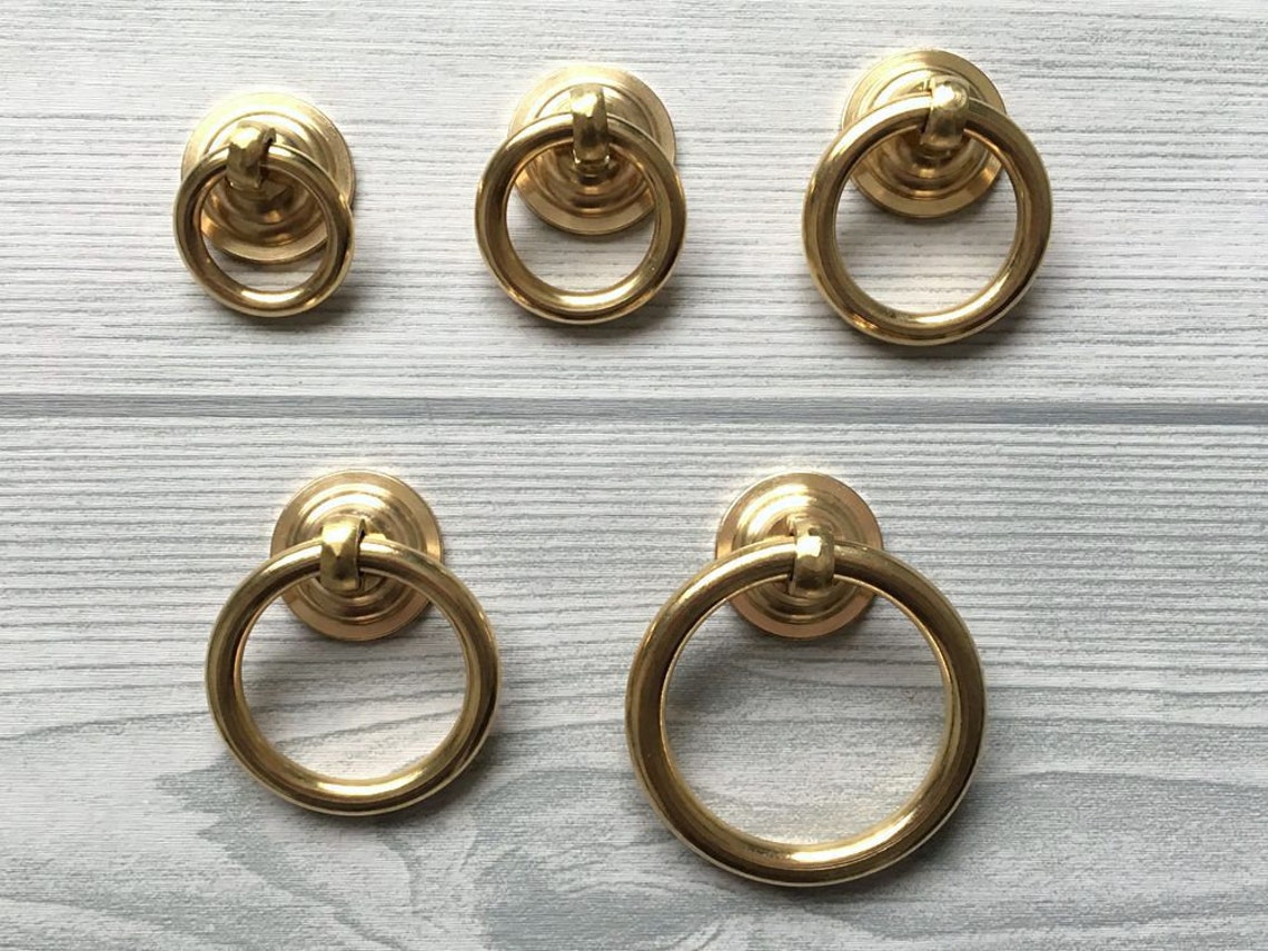Brass Drop Ring Pull Door Knob Pendant Dresser Pulls Etsy