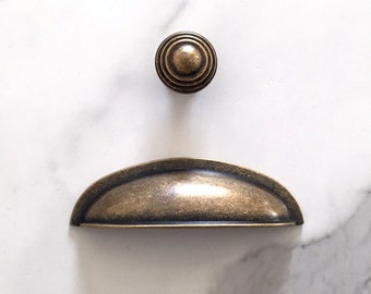 3" Centers Cup Drawer Pull Cabinet Pulls Handle Dresser Knob Retro Drawer Handles Bin Shell Antique Bronze Kitchen Pull Lynns Hardware 76 mm