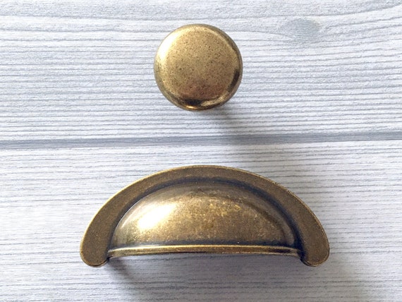 Knob Pendant Antique Brass Oval Handle Knob Furniture Drawer 50mm 