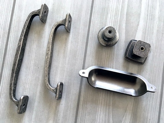 Pewter Drawer Knob Pull Handles Dresser Pulls Kitchen Cabinet