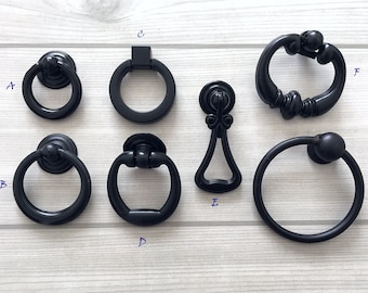 Black Drop Ring Cabinet Door Knob Pendant Pulls Drawer Knobs Pulls Handles Dresser Knobs Pulls Knobs Handle Cupboard Knob Lynns Hardware