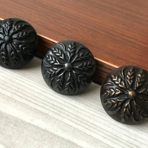 Rustic Dresser Knobs Antique Black Dark Brass Drawer Pulls Etsy