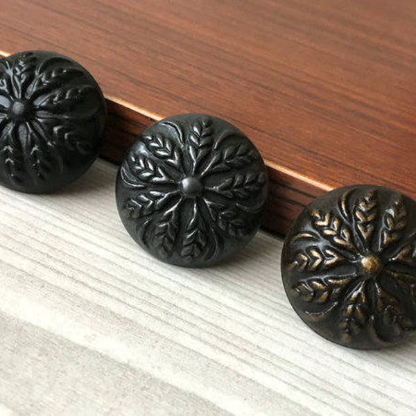 Rustic Dresser Knobs Antique Black Dark Brass Drawer Pulls Knobs Handles Cabinet Door Knobs Pull Handle Leaf Branches Leafy Lynns Hardware